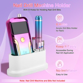 ANGNYA Nail Drill Machine Holder, 8 Holes Nail Drill Bit Holder, Nail Efile Stand and Organizer Storage Box Case(Not Including Efile & Bits)