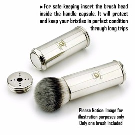 Haryali London Travel Shaving Brush with Nickel Plated Handle (Synthetic Silver Tip Hair)