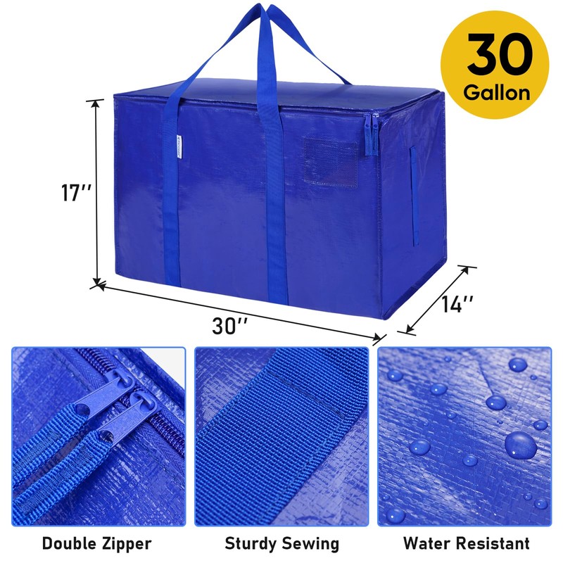 TICONN 4 Pack Extra Large Moving Bags with Zippers &