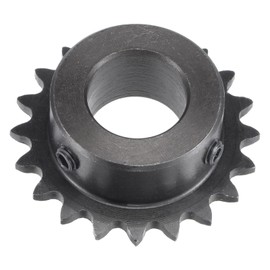 sourcing map Sprocket with 20 Teeth Type B Single Strand 1/4 Inch Pitch 17 mm Bore Black Oxide Carbon Steel Keyway with 2 Adjusting Screws