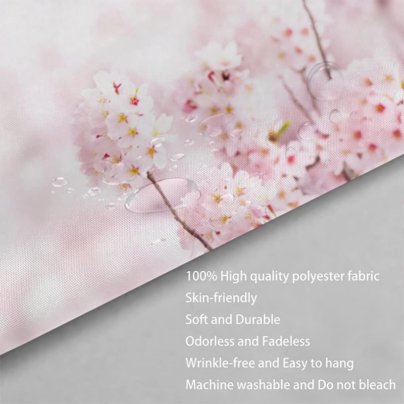 AASIRA Shower Curtain Anti-Mould Pink Sakura Bathroom Bath Waterproof Shower