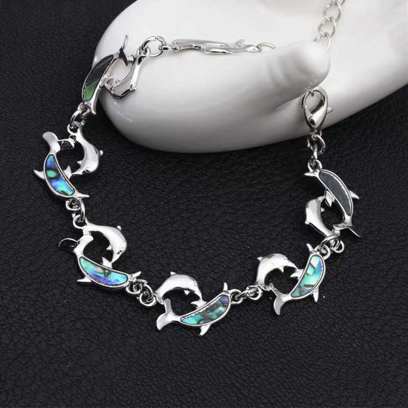 KunBead Jewelry Couple Dolphin Shell Bracelet for Women Birthday Adjustable