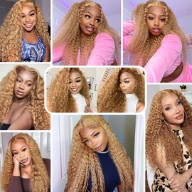 27 Human Hair Bundles Honey Blonde Bundles Blonde Deep Wave Human Hair Bundles 24 24 24 inch Same Length 3 Bundles Double Weft Honey Blonde Human Hair Bundles