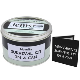New Parents Survival Kit in a Can – Funny Gift for Mummy & Daddy To Be – Unique Keepsake for New Mum and Dad – Baby Shower Present or Pregnancy Gift Set Packed with Fun (Black/Mint)