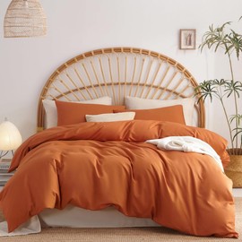 Sacebeleu Duvet Cover Set Caramel Brown Plain Microfiber Bedding Set King Size Quilt Cover 220x240cm with Zipper Closure and 2 Pillowcases 50x75cm