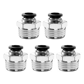 sourcing map Push to Connect Fitting 8mm Tube OD x 1/2" NPT Thread Male Straight Quick Connector Copper Air Line Hose Fittings for Industry Air System PC8-N04, Black