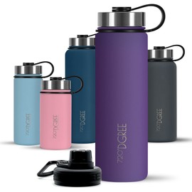 720°DGREE Stainless Steel Drinking Bottle "NoLimit" - 410 ml, 530 ml, 710 ml - Leak-Proof, Carbon Acid, BPA-Free, Insulated Bottle with Screw Cap for Children, School, Fitness + Free Sports Lid, purple, 710ml