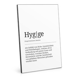 ARTFAVES® Hygge Word Explanation | Definition Picture Black/White as a Gift | Wooden Sign with Saying on the Theme Home/Scandinavian