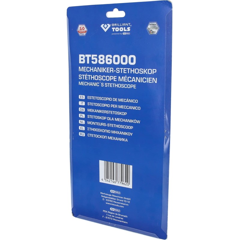 BRILLIANT TOOLS BT586000 Mechanic's Stethoscope [Powered by KS Tools], 3-Piece
