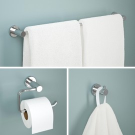 Franklin Brass Kildare (3-Pack) Bathroom Set Polished Chrome 18" + 6" Towel Rack, Toilet Paper Holder/Hand Towel Holder, Towel Hook | 3-Piece Bath Hardware Accessories Set KLD63-PC