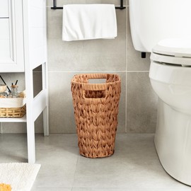 GRANNY SAYS Wicker Trash Can, Bathroom Trash Can with Handles, Wicker Waste Basket for Bathroom, Waste Basket for Bedroom, Decorative Boho Trash Can, 19 Liters/5 Gallons
