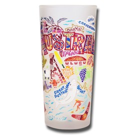 Catstudio Drinking Glass, Australia Frosted Glass Cup, 15oz Dishwasher Safe Tumbler, Australia Gifts, Wedding Gifts