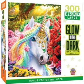 Masterpieces 300 Piece EZ Grip Glow in The Dark Jigsaw Puzzle - Her Majesty's Jewels - 18"x24"