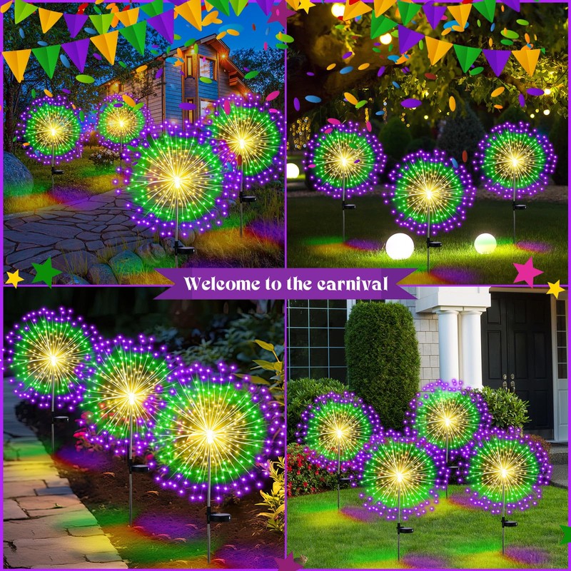 Tujoe 4 Pack Valentine's Day Solar Firework Lights Decorations Garden