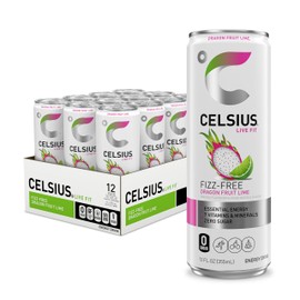 CELSIUS Fizz Free Dragon Fruit Lime, Sugar Free Energy Drink, 12 Fl Oz (Pack of 12)