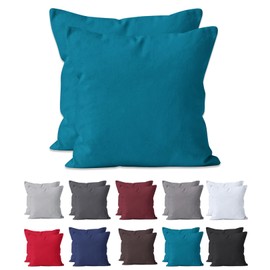 Hometex Premium Textiles Set of 2 Cushion Covers Renforcé Cotton Double Pack Cushion Covers Approx. 115 g/m² Oeko-Tex® Standard 100 Cushion Cover with Zip 40 x 40 cm Petrol