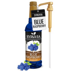 Syruvia Blue Raspberry Syrup - 25.4 fl oz - Perfect for Cocktails, ice Tea, Desserts, Italian Sodas, Ice and More, Kosher and Gluten-Free With Pump