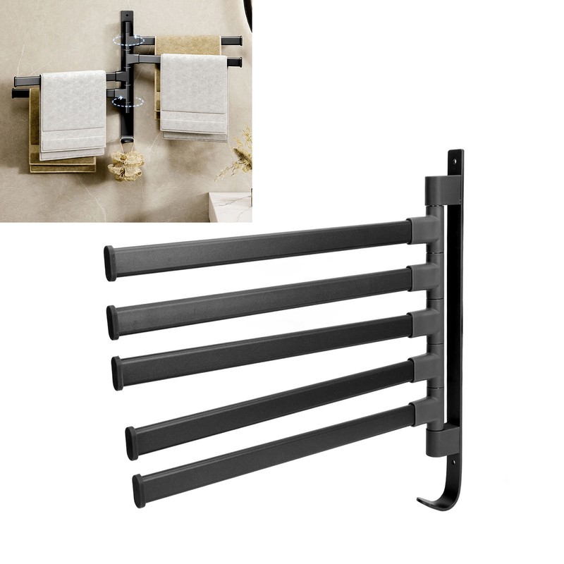 Swivel Towel Rack 5 Arm Swivel Towel Bar Wall Mounted