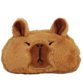 Diziifl Plush Bear Pencil Case, Cute Animal Design, Soft Furry Zipper Pouch for School and Office Supplies, Pencil holder, Brown (Playful)