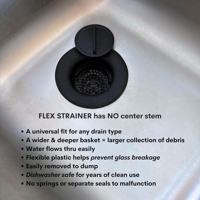 Flex Strainer® Sink Drain Strainer with Optional Stopper – No