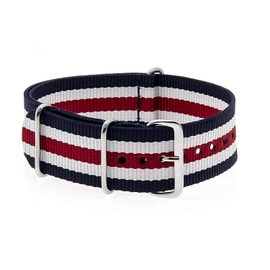 Buran01 VK com Military Nylon Watch Strap Blue/White/Red 20 mm Watch Strap, Blue/White/Red, Strap.