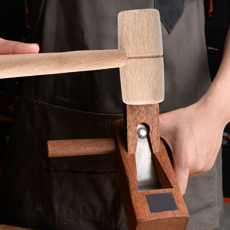 Wooden Mallet Round Head Lightweight Solid Beech Wood Hammer for