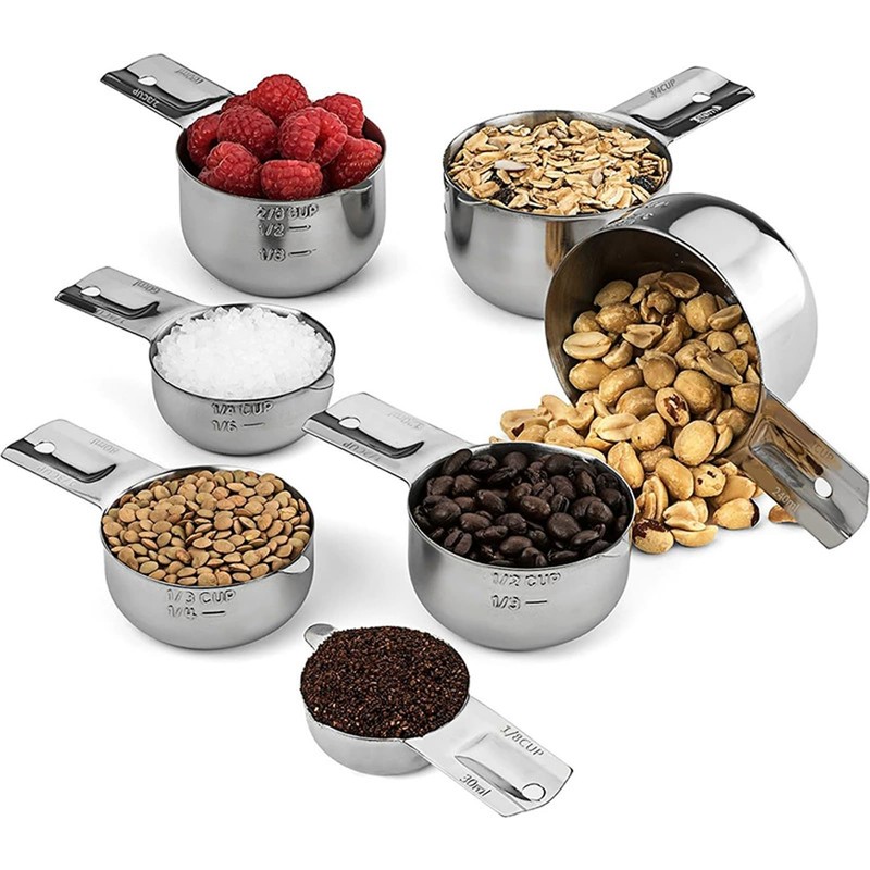 Measuring Cups, 7 Pcs Stainless Steel Cups and Spoons Stackable