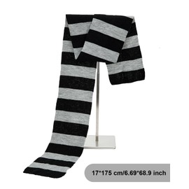 Century Star Mens Black and Gray Striped Scarf-Winter Warm Long Scarves For Party Festival Casual Costume Accessory
