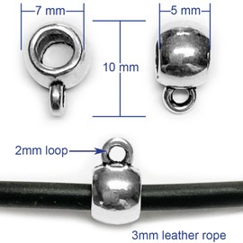 Heather's cf Silver Bail Tube Beads Charm Holder European Bead Spacer Bail Bead Charm Spacers Bracelets Pendants for Jewelry Making Dangling Charms for Jewelry Making Supplies 88pcs