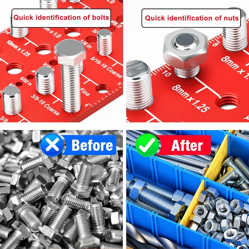 Manalete Thread Checker, 55 Nut and Bolt Thread Checker, Screw