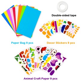 WATINC 9Pack Hand Puppet Art Craft - DIY Making Your Own Paper Sock Puppets Kits Wiggle Googly Eyes, Imaginative Early Learning Classroom Family Storytelling Games Pretend Party Supplies (Monsters)