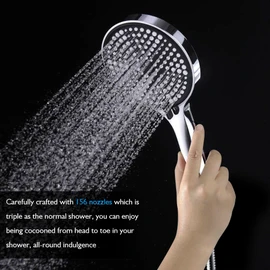 Decaura 3-Mode Handheld Shower Head with 150cm Shower Hose Luxury Rainfall (Chrome)