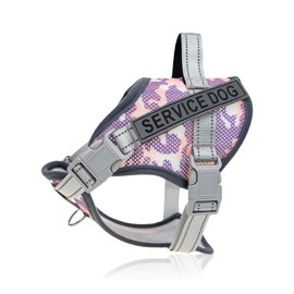 [maru5] Dog Harness, Medium Dogs, Large Dogs, Easy to Wear, No Shedding, Adjustable Size, Walking, Dog Harness, Size Adjustable, Mesh Type, Night Reflective Material (Pink Camouflage, L)