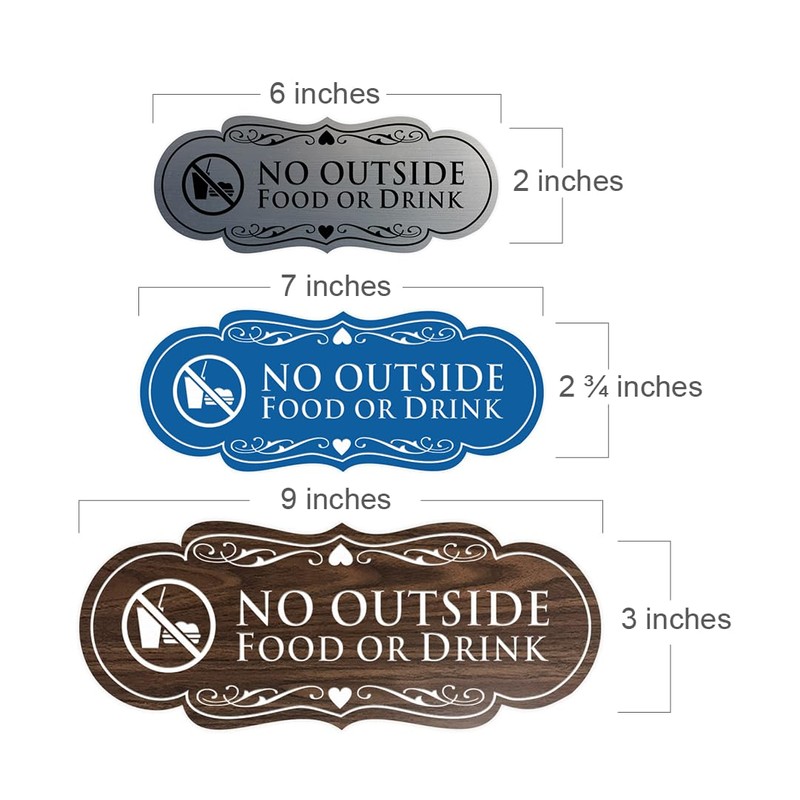 Signs ByLITA Designer No Outside Food or Drink Sign(Black Gold)