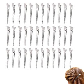 Roczential 36 Pieces Of Metal Duckbill Hairpin, Stainless Steel Alligator Hair Clips, Makeup And Styling Without Marks Hair Pins, Silver For Curly And Long Hair Styling Segments (silvery)