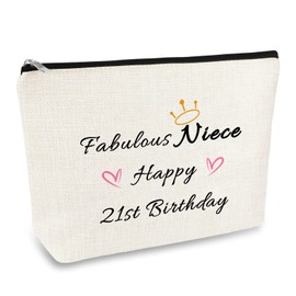 21st Birthday Gifts for Niece Makeup Bag Gift Niece Gifts from Aunt Uncle 21 Years Old Birthday Gifts for Her 2002 Birthday Gifts for Women Christmas Cosmetic Bag Makeup Pouch Travel Toiletry Bag
