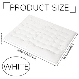 Threehoney College Dorm Headboard Twin XL Velvet Ultra Thick Cushion Tufted Pillow Headboard with Wall Hooks for College Dorm Room Bed Decor, 39.25" x 34" x 3.15"(White)
