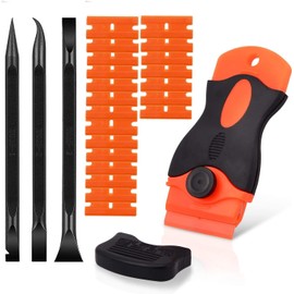 20PCS Plastic Razor Blades, 3 Kinds of Two-Way Scratch-Free Scrapers for Car Wrapping, Window Glass, Label & Glue Removal