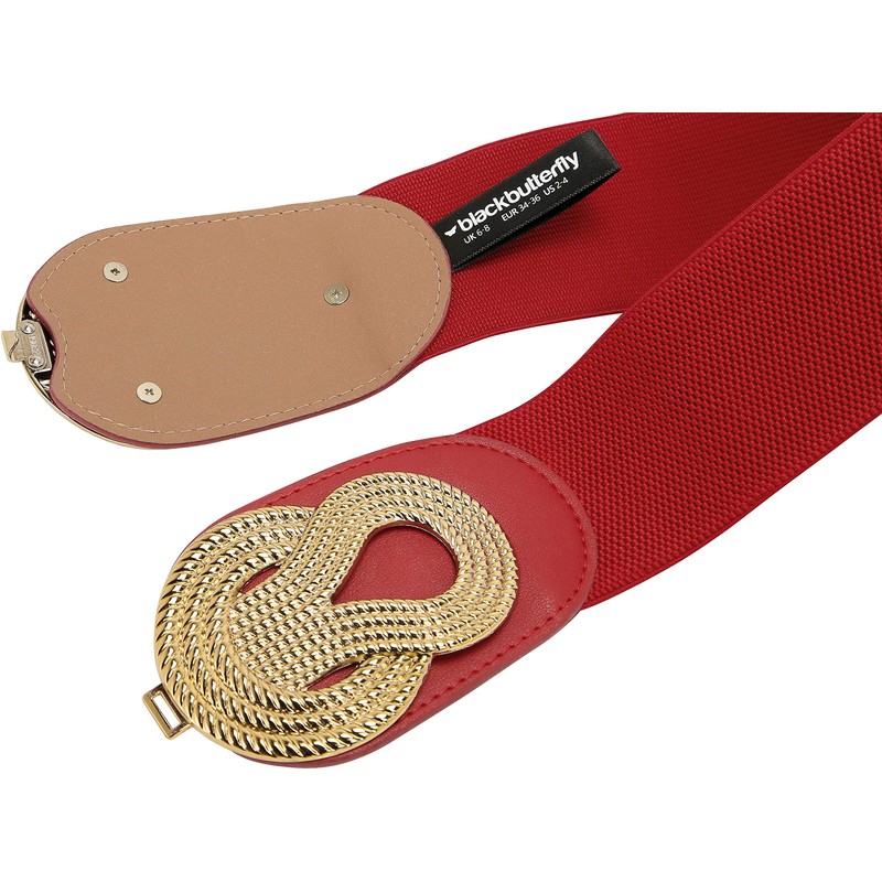 BlackButterfly Wide Elastic Vintage Cinch Retro Metal Interlock Buckle Belt