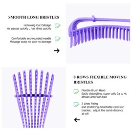URTHEONE Detangling Hair Brush, Detangling brush for Adults and Kids, Comb Set for Kinky Curly Coily and Wavy Hair, For Wet and Dry Hair, Afro American Type 3a-4c, Comfortable Grip(Purple)