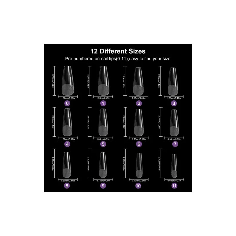 Puntas De Uñas De Bailarina Acrílicas Medio Mate 480pcs