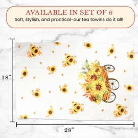 Vintage Vista 100% Cotton Tea Towels for Kitchen (Pack of 6) - Kitchen Towel Set - Absorbent Tea Towels for Baking, Drying & Cleaning - 18" x 28" (Printed Flowers)