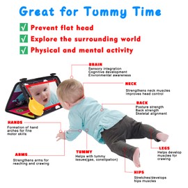 Baby Mirror Tummy Time Toys 0-6 Months with Crinkle Cloth Books Infant High Contrast Newborn Sensory Black and White Toy for 0-3 4 5 6 Months Must Haves Babies 3-6 6-12 Month Boys Girls Shower Gifts