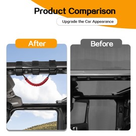 Hoolcar 4 x Roll Bar Grab Handles Paracord Grip Handles Compatible with 1955-2023 Jeep Wrangler YJ TJ JK JKU JL JLU & Gladiator JT, Black & Red, American Flag, Interior Accessories