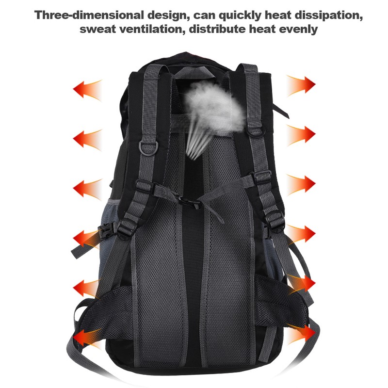 50L Waterproof Bag Camping Climbing Outdoor Travel Hiking Backpack Black
