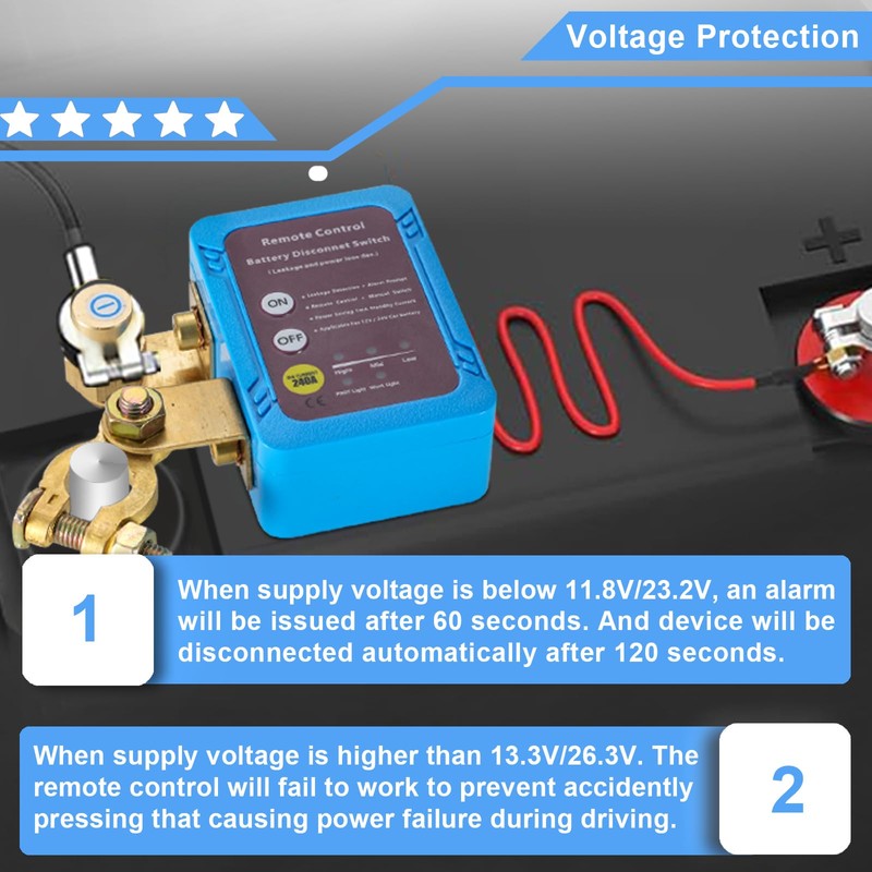 CZC AUTO Battery Kill Switch, Remote Battery Disconnect Switch, 12V