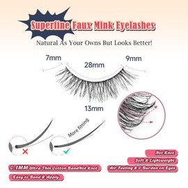 Natural Lashes Fake Eyelashes Pack C Curl Strip Lashes 13MM False Eyelashes Natural Looking 3D Volume Lash thin Band Eyelash Pack 7 Pair Siligli