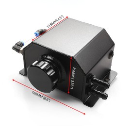 Universal Aluminum Alloy Engine Coolant Radiator Overflow Tank 1000ml/2000ml Square Overflow Tank 1L/2L With Drain Plug (1L)