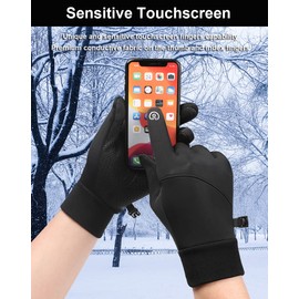 Winter Gloves Men & Women, Touch Screen Gloves Running Gloves Cycling Gloves Driving Gloves, Warm Gloves Waterproof Gloves (Black, S)