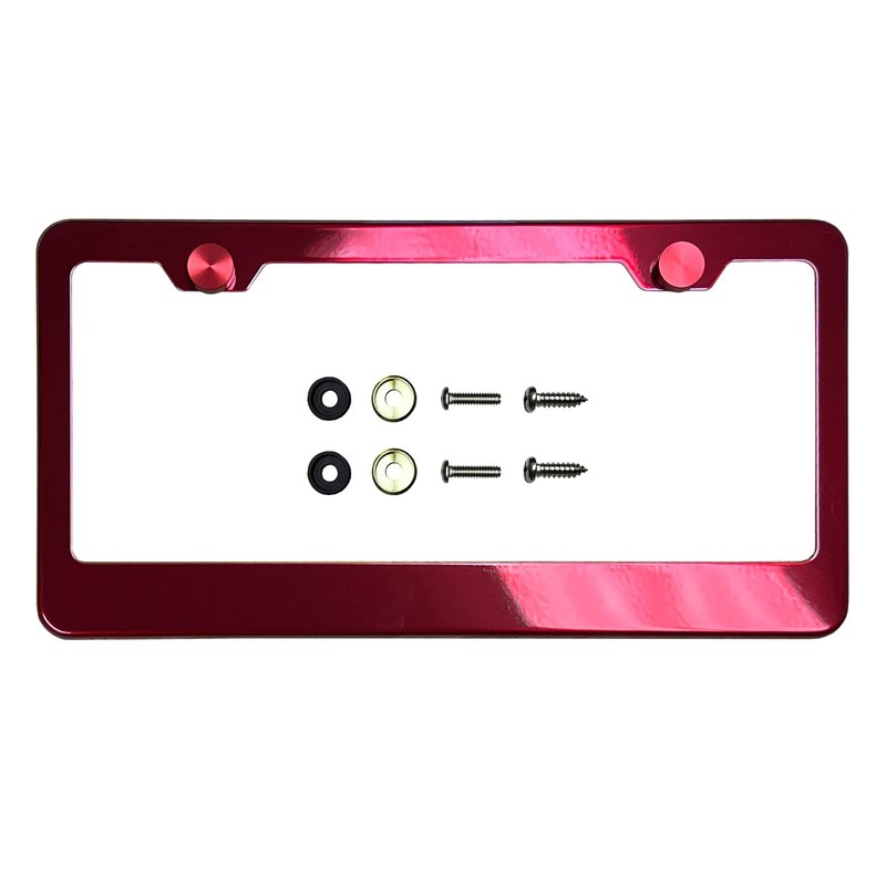 FAIPART License Plate Frame Candy Red Powder Coated Universal Fit